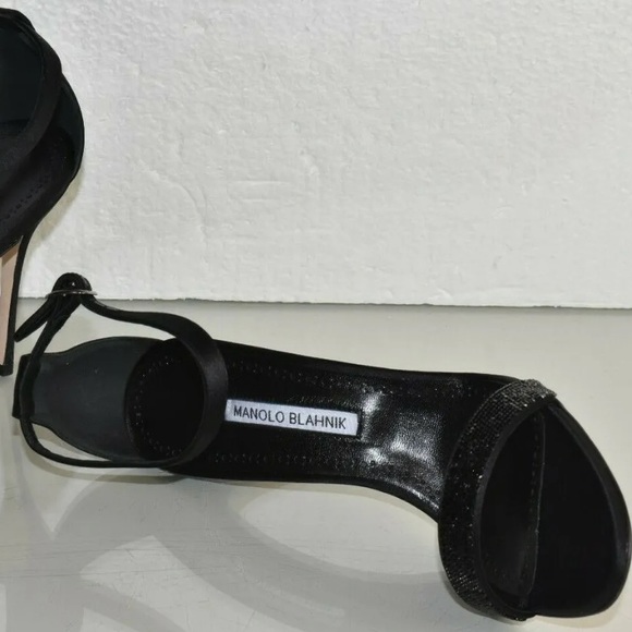 Manolo Blahnik CHAOS CRYSTALROCK Black Satin Sandals Size: 11 | IT 41 - Picture 14 of 16
